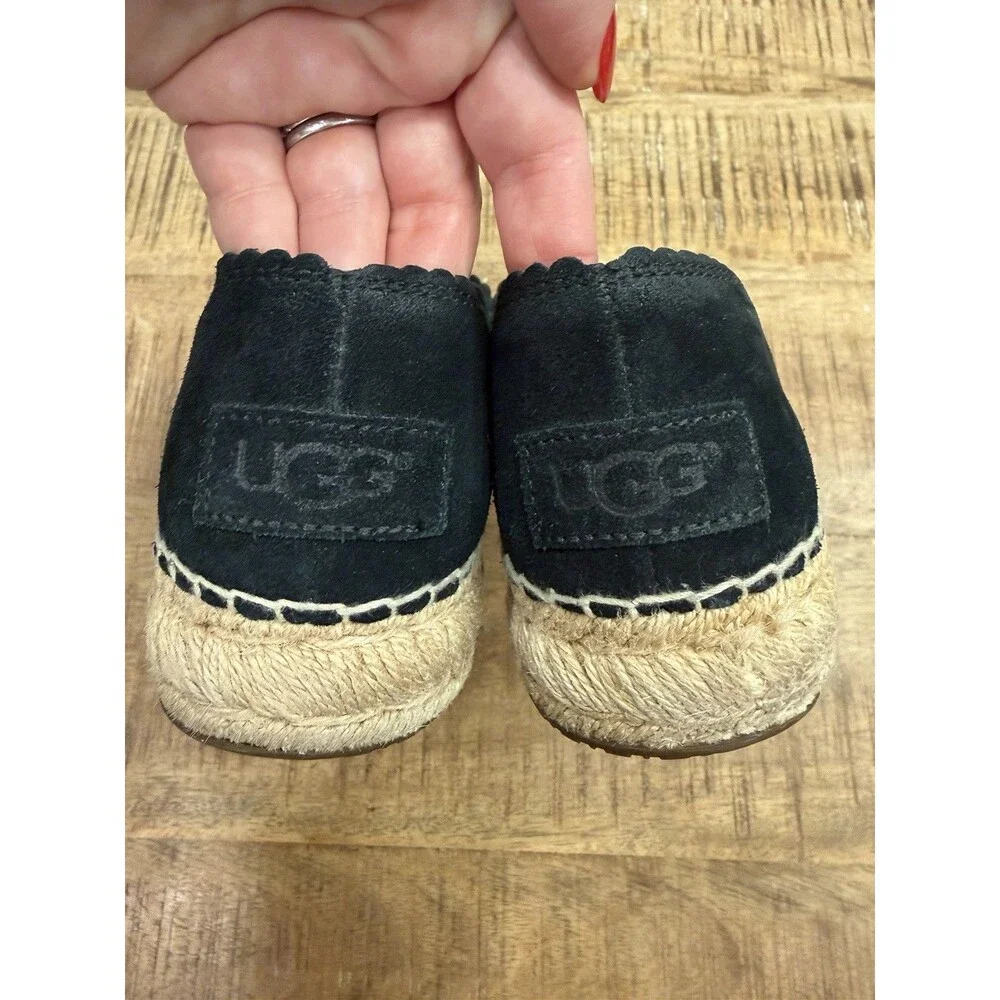 UGG Heidi Perforated Suede Espadrille‎ Loafer Women’s Size 9.5 Black